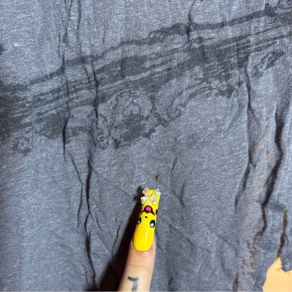 Women's Distressed Black Graphic Top - Picture 2 of 4